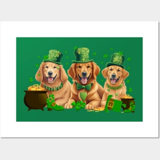 My Golden Retriever Is My Lucky Charm St Patricks Day Posters and Art